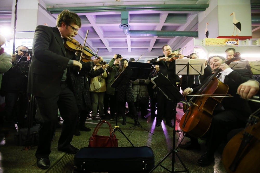 01/12/2019, Zagreb - Zagreb soloists held a concert at the famous Zagreb market Dolac on the occasion of celebrating 65 years of existence. Photo: Filip Kos/PIXSELL